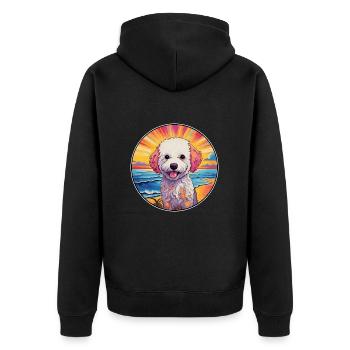 Bichon Frise chien race coloré dessin animé aquarelle - Veste à capuche bio Premium Unisexe - noir - Dos - Nico (187cm)