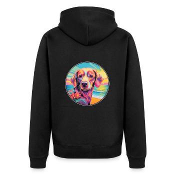 Broholmer Hunderasse Buntes Karikatur-Aquarell - Unisex Premium Bio Zip Hoodie - Schwarz - Hinten - Nico (187cm)