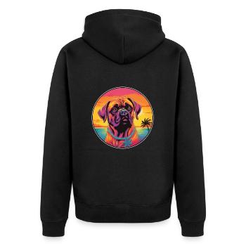 Bullmastiff chien race coloré dessin animé aquarelle - Veste à capuche bio Premium Unisexe - noir - Dos - Nico (187cm)