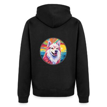 Chien esquimau canadien race coloré dessin animé Waterco - Veste à capuche bio Premium Unisexe - noir - Dos - Nico (187cm)