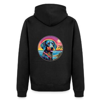 Cao de Gado Transmontano Hunderasse Buntes Cartoo - Unisex Premium Bio Zip Hoodie - Schwarz - Hinten - Nico (187cm)