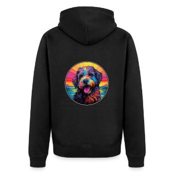 Bouvier des Ardennes Hunderasse bunte Karikatur wa - Unisex Premium Bio Zip Hoodie - Schwarz - Hinten - Nico (187cm)
