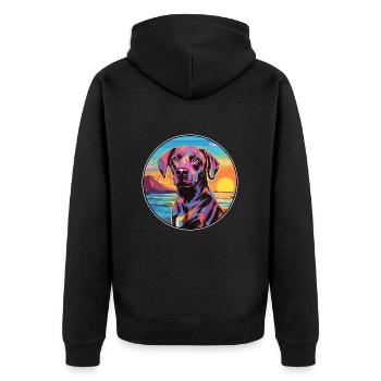 Braque Auvergne Dog Breed Colorful Cartoon Waterco - Unisex Premium Organic Zip Hoodie - black - Back - Nico (187cm)