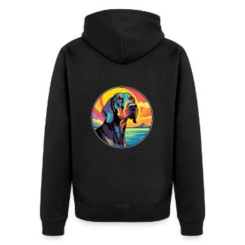 Noir Et Tan Coonhound Race De Chien Coloré Dessin Animé - Veste à capuche bio Premium Unisexe - noir - Dos - Nico (187cm)