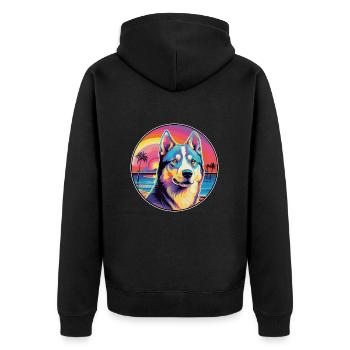 Labrador canadien Husky chien race coloré dessin animé - Veste à capuche bio Premium Unisexe - noir - Dos - Nico (187cm)