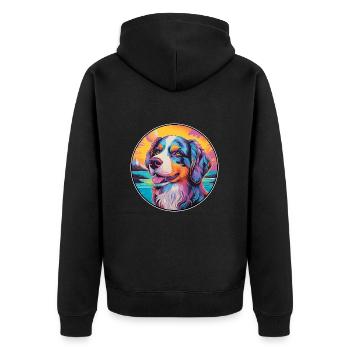 Caucasian Ovcharka Dog Breed Colorful Cartoon Wate - Unisex Premium Organic Zip Hoodie - black - Back - Nico (187cm)