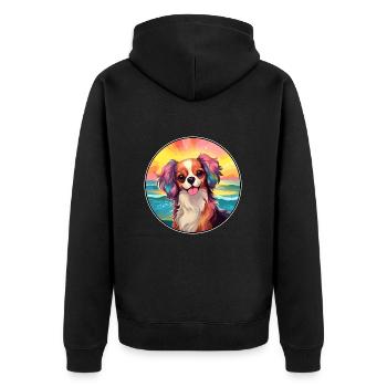 Continental Toy Spaniel Chien Race Coloré Dessin Animé - Veste à capuche bio Premium Unisexe - noir - Dos - Nico (187cm)