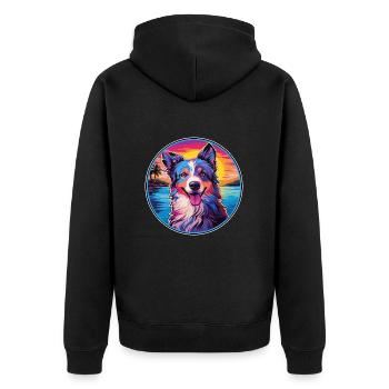 Chien de berger croate race de chien coloré dessin animé eau - Veste à capuche bio Premium Unisexe - noir - Dos - Nico (187cm)