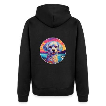Chinese Imperial Dog Breed Colorful Cartoon Waterc - Unisex Premium Organic Zip Hoodie - black - Back - Nico (187cm)