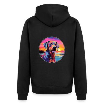 Cimarron Uruguayo Dog Breed Colorful Cartoon Water - Unisex Premium Organic Zip Hoodie - black - Back - Nico (187cm)