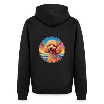 Schnurpudel Hunderasse Bunte Karikatur Watercolo - Unisex Premium Bio Zip Hoodie - Schwarz - Hinten - Nico (187cm)