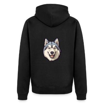 Alaskan Malamute Hunderasse Karikatur Kawaii Illustra - Unisex Premium Bio Zip Hoodie - Schwarz - Hinten - Nico (187cm)