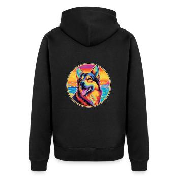 Race de chien de berger d’Europe de l’Est Dessin animé coloré - Veste à capuche bio Premium Unisexe - noir - Dos - Nico (187cm)