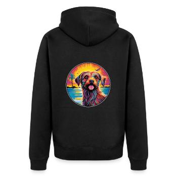 Dutch Smoushond Dog Breed Colorful Cartoon Waterco - Unisex Premium Organic Zip Hoodie - black - Back - Nico (187cm)