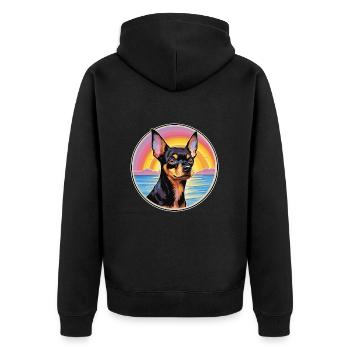 Englischer Spielzeugterrier Hunderasse Bunte Karikatur Wat - Unisex Premium Bio Zip Hoodie - Schwarz - Hinten - Nico (187cm)