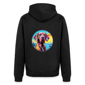 Brasileiro chien race coloré dessin animé aquarelle - Veste à capuche bio Premium Unisexe - noir - Dos - Nico (187cm)