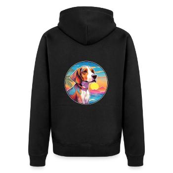 Englischer Foxhound Hunderasse Bunte Karikatur Wasserc - Unisex Premium Bio Zip Hoodie - Schwarz - Hinten - Nico (187cm)