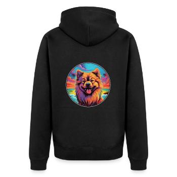 Eurasier Dog Breed Colorful Cartoon Watercolor - Unisex Premium Organic Zip Hoodie - black - Back - Nico (187cm)