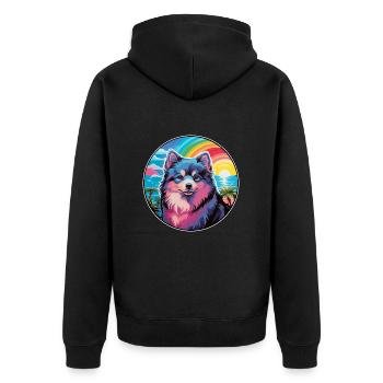 Chien de Laponie finlandais Race de dessin animé coloré Waterc - Veste à capuche bio Premium Unisexe - noir - Dos - Nico (187cm)
