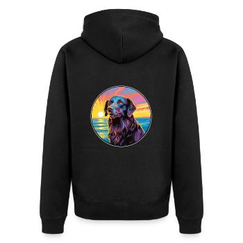 Flat Coated Retriever Dog Breed Colorful Cartoon W - Unisex Premium Organic Zip Hoodie - black - Back - Nico (187cm)