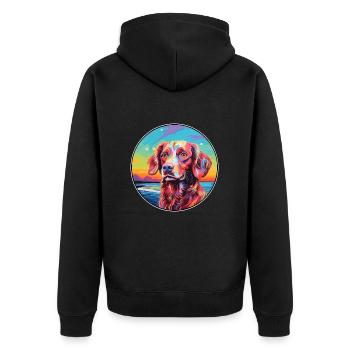 Français Bretagne chien race coloré dessin animé Waterco - Veste à capuche bio Premium Unisexe - noir - Dos - Nico (187cm)
