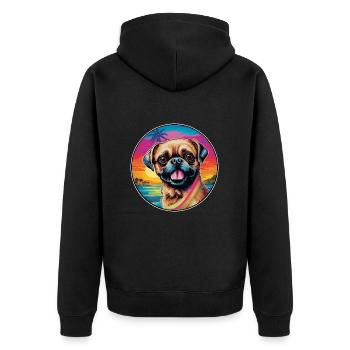 Griffon Bruxellois Dog Breed Colorful Cartoon Wate - Unisex Premium Organic Zip Hoodie - black - Back - Nico (187cm)
