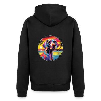 Hannover Hund Rasse Bunte Karikatur Watercolo - Unisex Premium Bio Zip Hoodie - Schwarz - Hinten - Nico (187cm)