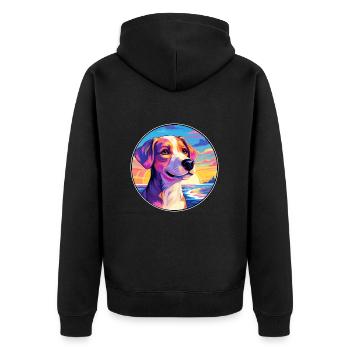 Hokkaido Hunderasse Buntes Karikatur-Aquarell - Unisex Premium Bio Zip Hoodie - Schwarz - Hinten - Nico (187cm)