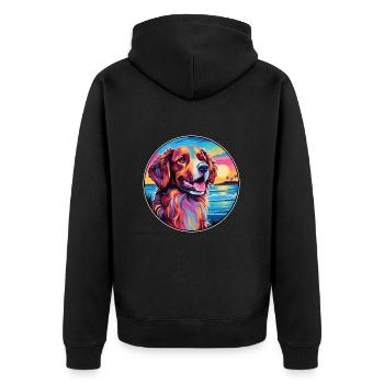 Hovawart chien race coloré dessin animé aquarelle - Veste à capuche bio Premium Unisexe - noir - Dos - Nico (187cm)