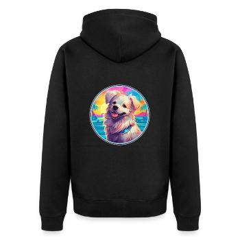Hygenhund chien race coloré dessin animé aquarelle - Veste à capuche bio Premium Unisexe - noir - Dos - Nico (187cm)