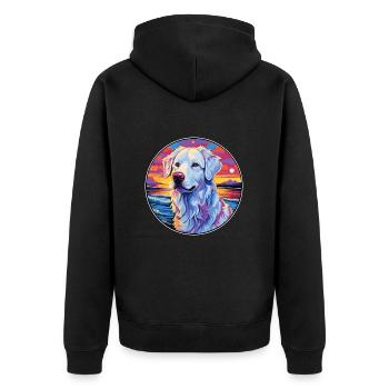 Hongrois Kuvasz Chien Race Coloré Cartoon Waterc - Veste à capuche bio Premium Unisexe - noir - Dos - Nico (187cm)