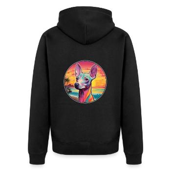 Inka Haarlose Hunderasse Bunte Karikatur Watercolo - Unisex Premium Bio Zip Hoodie - Schwarz - Hinten - Nico (187cm)