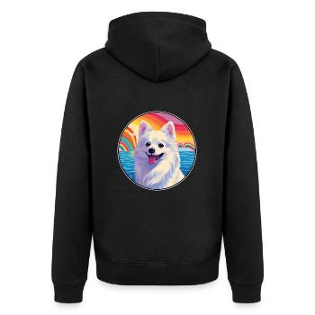 Spitz japonais chien race coloré dessin animé watercol - Veste à capuche bio Premium Unisexe - noir - Dos - Nico (187cm)