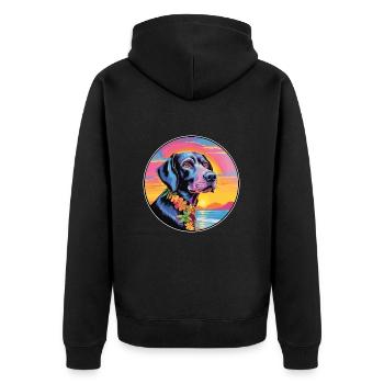Harrier chien race coloré dessin animé aquarelle - Veste à capuche bio Premium Unisexe - noir - Dos - Nico (187cm)