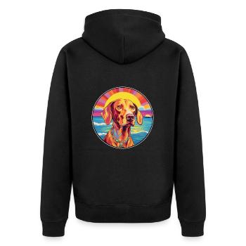 Hongrois Vizsla Race De Chien Coloré Cartoon Waterc - Veste à capuche bio Premium Unisexe - noir - Dos - Nico (187cm)