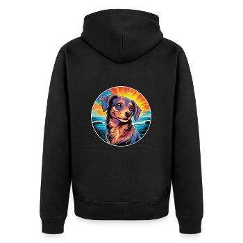 Italien Volpino Chien Race Coloré Cartoon Waterco - Veste à capuche bio Premium Unisexe - noir - Dos - Nico (187cm)