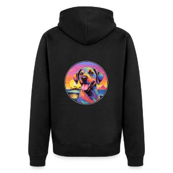 Karakachan chien race coloré dessin animé aquarelle - Veste à capuche bio Premium Unisexe - noir - Dos - Nico (187cm)
