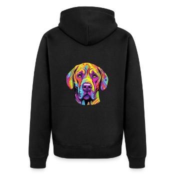 Kumaon Mastiff Dog Breed Colorful Cartoon Watercol - Unisex Premium Organic Zip Hoodie - black - Back - Nico (187cm)