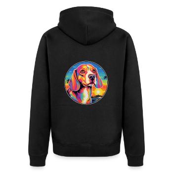 Kerry Beagle chien race coloré dessin animé aquarelle - Veste à capuche bio Premium Unisexe - noir - Dos - Nico (187cm)