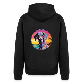 Leopard Cur Dog Breed Colorful Cartoon Watercolor - Unisex Premium Organic Zip Hoodie - black - Back - Nico (187cm)