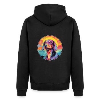Lettische Jagdhundrasse Bunte Karikatur Watercolo - Unisex Premium Bio Zip Hoodie - Schwarz - Hinten - Nico (187cm)