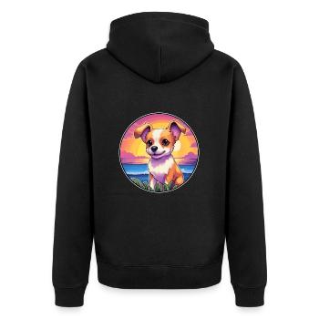 Lundehund chien race coloré dessin animé aquarelle - Veste à capuche bio Premium Unisexe - noir - Dos - Nico (187cm)