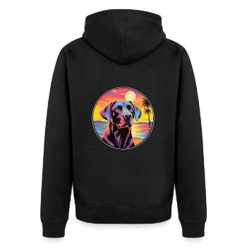Labrador Retriever Dog Breed Colorful Cartoon Wate - Unisex Premium Organic Zip Hoodie - black - Back - Nico (187cm)