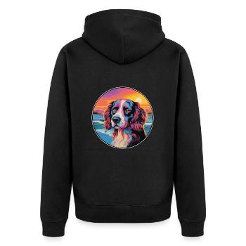 Landseer chien race coloré dessin animé aquarelle - Veste à capuche bio Premium Unisexe - noir - Dos - Nico (187cm)