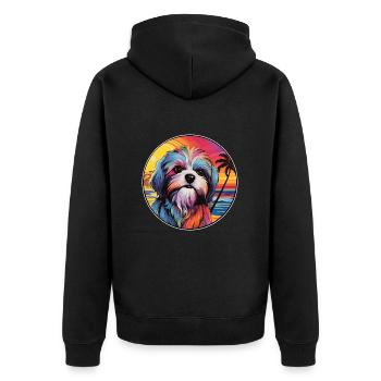 Maltais Shih Tzu Race De Chien Coloré Cartoon Waterc - Veste à capuche bio Premium Unisexe - noir - Dos - Nico (187cm)