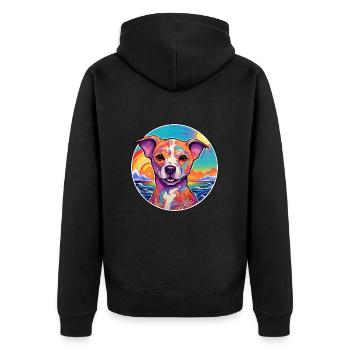Chien d’Asie Moyenne Ovtcharka Race Coloré Dessin Animé - Veste à capuche bio Premium Unisexe - noir - Dos - Nico (187cm)