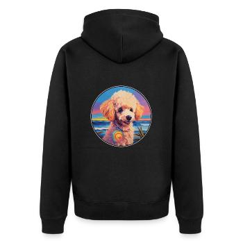 Miniatur-Pudel-Hunderasse Bunte Karikatur Wasserc - Unisex Premium Bio Zip Hoodie - Schwarz - Hinten - Nico (187cm)