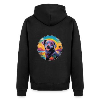 Nouvelle-Zélande Race Chien Coloré Dessin Animé Aquarelle - Veste à capuche bio Premium Unisexe - noir - Dos - Nico (187cm)