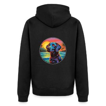 Nouvelle-Zélande Tête Chien Race Coloré Cartoon Wat - Veste à capuche bio Premium Unisexe - noir - Dos - Nico (187cm)