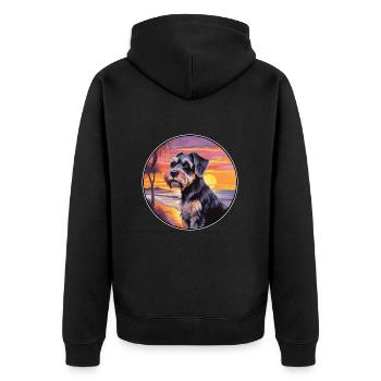 Mittelschnauzer Hunderasse Bunte Karikatur Waterco - Unisex Premium Bio Zip Hoodie - Schwarz - Hinten - Nico (187cm)